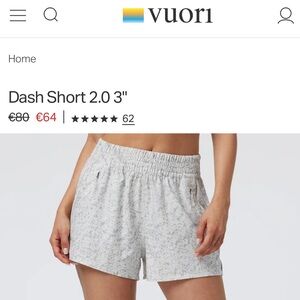 NWT VUORI | Women’s dash short | Moon stucco | Athleisure | Sportscore | Medium